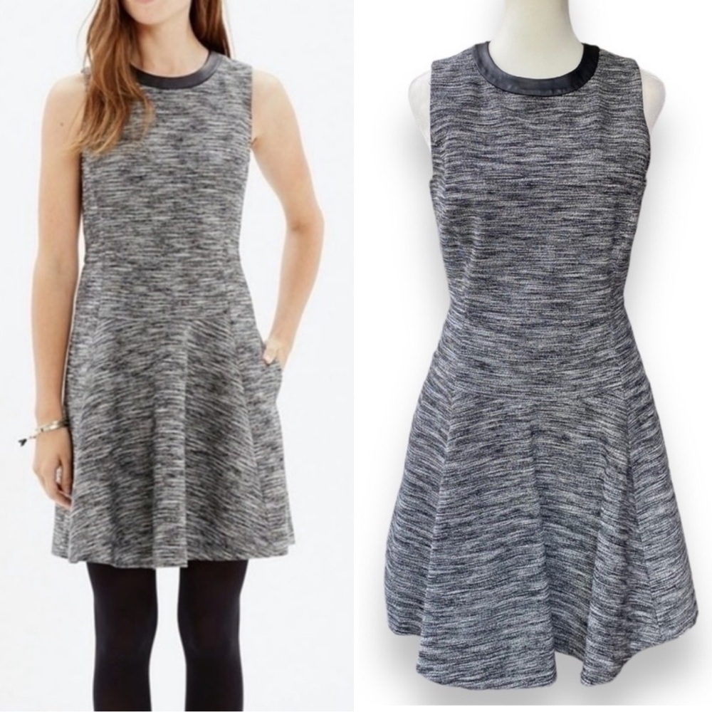 Madewell The Anywhere Black and White Tweed Mini Dress Size 2